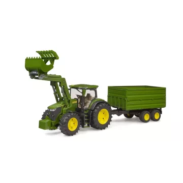 Bruder John Deere 7R 350 homlokrakodóval és kéttengelyes billenős pótkocsival - . kép
