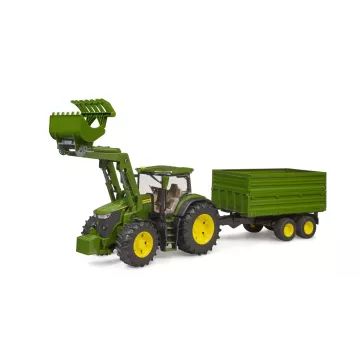 Bruder John Deere 7R 350 s čelním nakladačem a dvounápravovým sklápěcím přívěsem - .obrázek