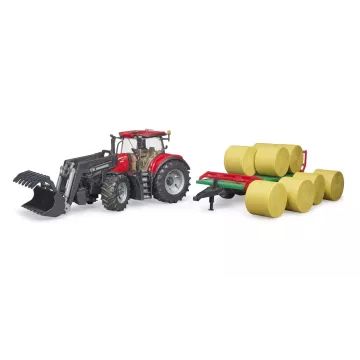 Bruder Case IH Optum 300 CVX con cargador frontal, remolque para transporte de pacas y 8 pacas - .imagen