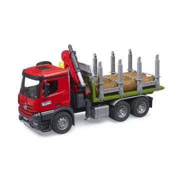 Bruder MB Arocs Holztransport-Lkw mit Ladekran, Greifer und 3 Baumstämmen - . bild aus