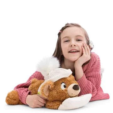 Nici : Capiccino, l’ours en peluche avec oreiller – 35 cm, allongé - .image