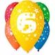 Set met 5 gekleurde ballonnen met het cijfer 6 - .afbeelding
