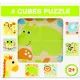 Puzzle mélange avec cubes, 4 pièces - Animaux sauvages - .image