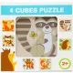 Puzzle mixte avec cubes, 4 pièces - Animaux de la forêt - .image