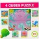 Puzzle mixte avec cubes, 4 pièces - Animaux marins - .image
