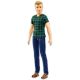 Barbie Fashionistas: lutka Ken s plavimi lasmi, v karirasti majici - .slika
