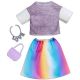 Barbie: Ujemajoče se obleke - Siva bluza, mavrično krilo in dodatki - .slika