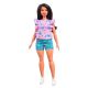 Barbie Fashionistas: lutka z oblinami v roza bluzi s cvetličnim vzorcem - .slika