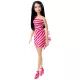 Barbie Glitz Doll - punčka s črnimi lasmi v rožnato črtasti obleki - .slika
