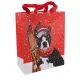 Buldog v smučarski opremi plišastimi ušesi okrasna vrečka - 26 x 32 cm - .slika