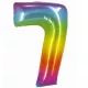 Palloncino in foil color arcobaleno, 76 cm - numero 7 - .immagine