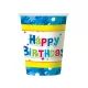 Set de 6 pahare carton cu inscripție Happy Birtday - albastru - .foto