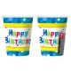 Set de 6 pahare carton cu inscripție Happy Birtday - albastru - .foto