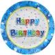 Set de 6 farfurii din carton cu inscripție Happy Birtday - albastru - .foto
