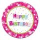 Set di 6 piatti di carta con scritta Happy Birthday - rosa - .immagine
