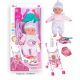 Spielpuppe mit Puppenwagen und Zubehör – 35 cm, mit weißer Mütze - . bild aus