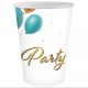 Popierinis puodelis su užrašu „Party“, 250 ml – 6 vnt. - .vaizdas