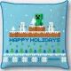 Minecraft: Kerstmis sierkussenhoes - 40 x 40, fluweel, blauw - .afbeelding