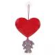 Nici Green: Cojín corazón de peluche con elefante gris - 27 cm, con ventosa - .imagen