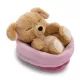 Nici: Alvó bézs kutya plüssfigura kosárban - 12 cm - . kép