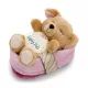 Nici: Alvó bézs kutya plüssfigura kosárban - 12 cm - . kép