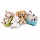 Nici: Alvó bézs kutya plüssfigura kosárban - 12 cm - . kép