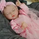 Păpușă bebeluș Reborn fetiță cu fustiță din tul roz - 43 cm - .foto