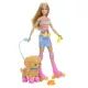 Barbie: Set Plimbare cu Câinii pe Role - Păpușă Blondă - .foto