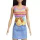 Barbie: Zestaw z psem na rolkach – brązowa lalka - .zdjęcie 