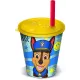 Patrula Cățelușilor: pahar plastic Joy 285 ml, cu pai, albastru - .foto