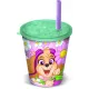 Patrula Cățelușilor: pahar din plastic Joy – 285 ml, cu pai, roz - .foto