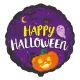 Happy Halloween tök mintás fólia lufi - 46 cm, fekete-lila, csomagolt - . kép