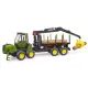 Bruder John Deere 1210E Holzrückemaschine mit Greifer und 4 Baumstämmen - . bild aus