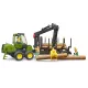 Bruder John Deere 1210E utilaj forestier de transport cu excavator și 4 trunchiuri de copac - .foto