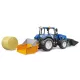 Bruder New Holland T5.120 cu încărcător frontal, ladă de încărcare, furcă și 1 balot rotund - .foto