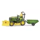 Bruder bworld John Deere fűnyíró traktor pótkocsival és kertésszel - . kép