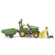 Bruder bworld John Deere fűnyíró traktor pótkocsival és kertésszel - . kép