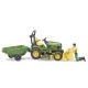 Bruder bworld John Deere χλοοκοπτικό τρακτέρ με ρυμουλκούμενο και κηπουρό - .εικόνα