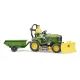 Bruder bworld John Deere grasmaaier tractor met aanhanger en tuinman - .afbeelding