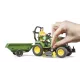 Bruder bworld John Deere fűnyíró traktor pótkocsival és kertésszel - . kép