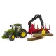 Bruder John Deere 7R 350 erdészeti pótkocsival és 4 fatörzzsel - . kép