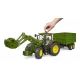 Bruder John Deere 7R 350 con caricatore frontale e rimorchio ribaltabile a due assi - .immagine