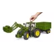 Bruder John Deere 7R 350 homlokrakodóval és kéttengelyes billenős pótkocsival - . kép