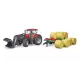 Bruder Case IH Optum 300 CVX homlokrakodóval, bálaszállító pótkocsival és 8 bálával - . kép